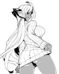  ass black_panties breasts cameltoe dark_skin from_behind greyscale hijiri large_breasts looking_back monochrome panties ribbed_sweater solo sweater t-elos underwear xenosaga xenosaga_episode_iii 