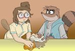  coffee darkpenguin eileen eyewear female glasses male mammal raccoon regular_show rigby spill 