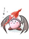  blush_stickers copy_ability cosplay fang goma_(gomasamune) hat kirby kirby_(series) no_humans open_mouth remilia_scarlet remilia_scarlet_(cosplay) smile spear_the_gungnir touhou uu~ wings 