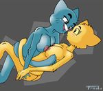  breast_frottage cat duo feline female fr0st katia_managan khajiit kissing lesbian mammal nicole_watterson prequel the_amazing_world_of_gumball the_elder_scrolls video_games 