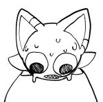 2024 ambiguous_anthro ambiguous_gender animate_inanimate anthro big_eyes biped black_and_white bodily_fluids cheek_tuft clenched_teeth delibas_(misoden) digital_drawing_(artwork) digital_media_(artwork) ears_up facial_tuft felid feline front_view headshot_portrait icon living_clothing living_costume living_fursuit looking_down mammal misoden_(artist) monochrome monotone_background nervous_sweat portrait pupils simple_background sketch solo sweat teeth tuft white_background