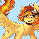  blonde_hair blush brown_eyes cutie_mark equine eyewear female feral friendship_is_magic goggles hair horse looking_at_viewer mammal my_little_pony orange_hair peasus pegasus plain_background pony smile solo spitfire_(mlp) spittfire two_tone_hair wings wonderbolts_(mlp) 
