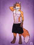  anthro biceps boxers brown_fur brown_nose canine chest_tuft claws clothing digitigrade fangs flexing fox fur gloves_(marking) grin male mammal markings muscles orange_fur pecs pink_background pink_eyes plain_background pose purple_eyes rubbing_eye shorts sleepy slender slim smile socks_(marking) solo standing teeth toe_claws topless tsaiwolf tuft underwear white_fur 