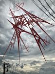  abstract absurdres alien cloud floating giant giant_monster highres keselum_(neganeura) monster no_humans original overcast power_lines sky utility_pole 