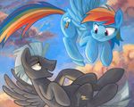  brown_eyes cutie_mark duo equine female feral flying friendship_is_magic hair horse male mammal mohawk mowhawk multi-colored_hair my_little_pony pegasus pony purple_eyes rainbow_dash_(mlp) rainbow_hair sophiecabra tess_garman thunderlane_(mlp) wings 