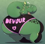 &lt;3 anthro big_butt big_tail black_clothing black_underwear butt clothed clothing degyn_sefer dragon green_body hi_res horn huge_butt hyper hyper_butt male morbidly_obese morbidly_obese_anthro morbidly_obese_male noirbutt obese obese_anthro obese_male overweight overweight_anthro overweight_male scales scalie solo tail text thick_tail thick_thighs tongue tongue_out underwear underwear_only wide_hips