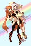  alice_(tales) back-to-back bad_id bad_pixiv_id blue_eyes blush boots brown_eyes brown_hair flower gloves iseyun knee_boots long_hair marta_lualdi multiple_girls rainbow short_hair smile tales_of_(series) tales_of_symphonia tales_of_symphonia_knight_of_ratatosk very_long_hair white_bloomers white_hair 