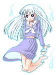  aisaka_sayo blue_hair ghost hitodama long_hair mahou_sensei_negima! mikami_komata school_uniform serafuku smile solo wind 