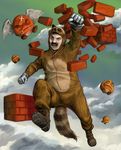  animal_costume artist_request brick duplicate goomba jumping male_focus mario mario_(series) realistic solo super_mario_bros. tanuki_costume 