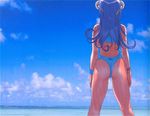  ass beach bikini blue_hair cloud day os-tan outdoors sky solo swimsuit thong_bikini winchan yoshizaki_mine 