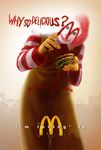  afro batman_(series) english facepaint food gloves hamburger horror_(theme) ketchup lowres male_focus man_(trance) mcdonald's parody red_hair ronald_mcdonald smile solo striped the_dark_knight the_joker why_so_serious yellow_gloves 