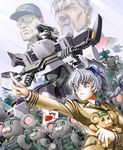  2boys andrei_sergeivich_kalinin arbalest arm_slave_(mecha) bonta-kun braid dorasu full_metal_panic! mecha military military_uniform multiple_boys richard_mardukas silver_eyes silver_hair single_braid stuffed_animal stuffed_toy teletha_testarossa uniform 