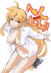  blonde_hair fate_testarossa long_hair low-tied_long_hair lyrical_nanoha mahou_shoujo_lyrical_nanoha open_clothes open_shirt panties red_eyes shirt underwear white_panties 