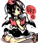  blush chigo expressionless geta hat head_tilt looking_down lowres shameimaru_aya sketch solo tengu-geta touhou 