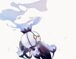  artist_name chandelure fire fireblast floating from_side highres no_humans pokemon pokemon_(creature) purple_fire simple_background twitter_username white_background yellow_eyes 