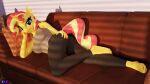 3d_(artwork) 5_toes absurd_res anthro barefoot digit_ring digital_media_(artwork) equestria_girls equid equine feet female furniture hasbro hi_res horn humanoid_feet jewelry looking_at_viewer lying mammal my_little_pony on_side plantigrade ring shadowboltsfm sofa solo sunset_shimmer_(eg) toe_ring toes unicorn