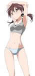  armpits arms_behind_head arms_up blush bra brown_eyes brown_hair cowboy_shot error gertrud_barkhorn grey_bra groin highres lingerie navel non-web_source panties short_hair short_twintails solo sports_bra stomach stretch strike_witches transparent_background twintails underwear underwear_only vector_trace world_witches_series yellow_eyes 