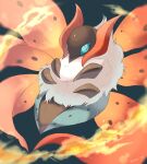  animal_focus artist_name blue_eyes bug commentary_request cross-shaped_pupils fire floating green_background highres iwasi_29 moth multiple_wings no_humans pokemon pokemon_(creature) simple_background symbol-shaped_pupils twitter_username volcarona white_fur wings 