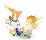  absurdres alternate_color bright_pupils chandelure commentary_request fire fireblast floating from_above highres horns horse no_humans orange_eyes pokemon pokemon_(creature) rapidash red_eyes shiny_pokemon simple_background single_horn white_background 