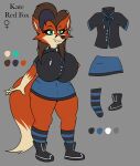 absurd_res big_breasts big_butt breasts butt canid canine clothed clothing female fennythefox fox fur hair hi_res huge_breasts huge_butt kate_(fennythefox) mammal model_sheet red_fox smile solo thick_thighs