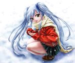  artist_request hoshino_ruri jacket kidou_senkan_nadesico scarf skirt snow solo twintails 