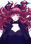  1girl absurdres black_choker black_jacket black_leotard black_ribbon choker commentary english_commentary hair_ribbon highres jacket kick_theecan leotard leotard_under_clothes long_hair looking_at_viewer open_clothes open_jacket persona persona_5 persona_5_the_royal red_eyes red_hair ribbon simple_background solo white_background yoshizawa_kasumi 