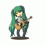  acoustic_guitar animated animated_gif green_hair guitar harak hatsune_miku instrument long_hair music singing solo thighhighs twintails very_long_hair vocaloid 