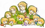  blonde_hair blue_eyes everyone ezlo link lowres male_focus multiple_boys pointy_ears ponky the_legend_of_zelda the_legend_of_zelda:_four_swords the_legend_of_zelda:_link's_awakening the_legend_of_zelda:_ocarina_of_time the_legend_of_zelda:_the_minish_cap the_legend_of_zelda:_twilight_princess time_paradox toon_link young_link 