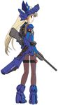  back blonde_hair gun konig_wolf long_hair looking_back mecha_musume panties panties_under_pantyhose pantyhose red_eyes rifle solo takayaki underwear weapon zoids 