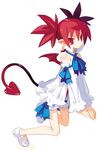  cosplay demon_girl demon_wings detached_sleeves disgaea etna flonne flonne_(cosplay) harada_takehito official_art pointy_ears red_eyes red_hair solo tail white_bloomers wings 