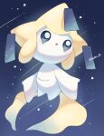  :o artist_name blue_eyes bright_pupils colored_skin commentary_request facial_mark floating iwasi_29 jirachi night night_sky no_humans open_mouth pokemon pokemon_(creature) sky star_(sky) star_(symbol) tanzaku twitter_username white_skin 