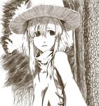  brown hat monochrome moriya_suwako serizawa solo touhou 