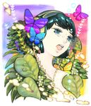  black_hair bug butterfly grey_eyes headphones insect noja original plant solo tears 
