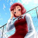  aoba_tsugumi kannagi red_eyes red_hair school_uniform short_hair solo tezunuri 