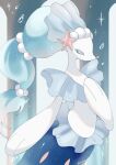  animal_focus artist_name blue_eyes blue_hair closed_mouth colored_eyelashes colored_skin commentary_request highres iwasi_29 long_hair multi-tied_hair no_humans pokemon pokemon_(creature) primarina sea_lion snout sparkle twitter_username white_skin 
