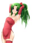  adjusting_hair armpits bad_id bad_pixiv_id blue_eyes elbow_gloves final_fantasy final_fantasy_vi gloves green_hair ponytail reona solo thighhighs tina_branford 