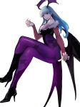  1girl absurdres breasts cleavage demon_girl fingernails highres meke_(77842928) morrigan_aensland nail_polish purple_wings sharp_fingernails simple_background solo vampire_(game) white_background wings 