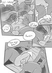  anus balls blush comic condom cum dialog dragon duo english_text erection female filled_condom friendship_is_magic greyscale handjob magic male monochrome my_little_pony penis pussy saurian_(artist) scalie solo spike_(mlp) straight text tongue tongue_out 