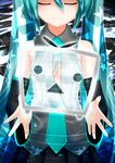  absurdres aqua_eyes bare_shoulders closed_eyes colored_eyelashes dangan_neko detached_sleeves hatsune_miku highres long_hair necktie niconico smile solo star twintails very_long_hair vocaloid 