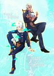  bad_id bad_pixiv_id book brothers dark_skin dark_skinned_male enrico_pucci fur_hat hat horns jojo_no_kimyou_na_bouken matsuda_(louol) multiple_boys reading siblings weather_report white_hair 