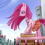  building clothing crossover equine female feral friendship_is_magic hair horse madmax mammal my_little_pony pink_hair pinkamena_(mlp) pinkie_pie_(mlp) pony skirt smile suicide sweater yume_nikki 