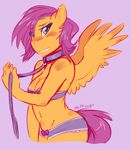  anthro anthrofied aries84 blush breasts cleavage cloth clothed clothing collar equine female friendship_is_magic horse leash looking_at_viewer mammal my_little_pony pegasus pony purple_eyes scootaloo_(mlp) solo wings 