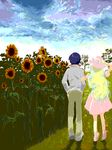  1girl ann606 couple dress flower hat hetero nia_teppelin simon sky sunflower tegaki tengen_toppa_gurren_lagann 