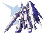  absurdres beam_rifle char&#039;s_counterattack char&#039;s_counterattack_-_beltorchika&#039;s_children emblem energy_gun english_commentary gundam gylmyr hi-nu_gundam highres looking_at_viewer machinery mecha mecha_focus mobile_suit no_humans original redesign robot roundel shield thrusters unicorn v-fin vernier_thrusters weapon 