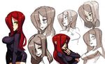 alex_ahad breasts concept_art cross cross_necklace hair_over_one_eye jewelry large_breasts long_hair necklace parasoul_(skullgirls) red_hair skirt skullgirls solo sweater yellow_eyes 