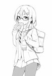  bad_id bad_pixiv_id bag copyright_request gift glasses greyscale monochrome pantyhose peach_(momozen) scarf school_uniform solo 