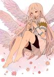  afuro_terumi androgynous angel_wings bad_id bad_pixiv_id barefoot bike_shorts blonde_hair feet flower inazuma_eleven inazuma_eleven_(series) long_hair male_focus multiple_wings red_eyes revision seraph solo tokio_neo very_long_hair wings zeus_(inazuma_eleven) 
