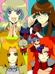  4boys 4girls animal_ears ann606 blonde_hair blush bow brown_hair bunny_ears cat_ears chibi glasses kamina kinon miniboy multicolored_hair multiple_boys multiple_girls nia_teppelin red_hair rossiu simon tegaki tengen_toppa_gurren_lagann tsuuma two-tone_hair viral yoko_littner 