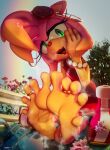 3d_(artwork) 5_toes 699mha absurd_res amy_rose anthro digit_ring digital_media_(artwork) feet female foot_fetish foot_focus hi_res jewelry looking_at_viewer ring sega soles solo sonic_the_hedgehog_(series) toe_ring toes