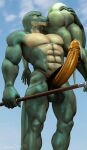 3d_(artwork) abs absurd_res ambiguous_fluids anthro balls biceps big_balls big_penis blue_eyes blue_sky bodily_fluids bottomwear carrying_another carrying_over_shoulder clothed clothing clothing_lift cloud darwinthejockey digital_media_(artwork) dripping duo feet female genital_fluids genitals green_body green_scales green_skin hand_on_butt hi_res holding_object huge_penis ineffective_bottomwear ineffective_clothing ineffective_cover ineffective_loincloth kissing kissing_butt leaking_precum lizard lizard_(petruz) loincloth loincloth_flip loincloth_lift loincloth_only long_penis looking_at_viewer looking_down male melee_weapon muscular muscular_arms muscular_legs muscular_male muscular_thighs outside pecs penis polearm precum precum_drip precum_on_own_penis precum_on_penis precum_string reptile saliva saliva_on_butt saliva_string scales scalie seductive signature sky skyscape source_filmmaker_(artwork) spear spiked_penis spikes spikes_(anatomy) standing tail topless weapon yellow_penis